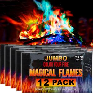 Magical Flames Fire Color Changing Packets Fire Pit (25 Pack), Fire Color Packets for Camping Essentials, Campfire, Bonfire & Fireplaces, Campfire Accessories, Cosmic Flames(Jumbo 12-Pack)