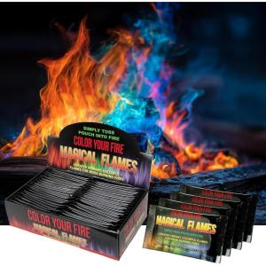 Magical Flames Fire Color Changing Packets Fire Pit (25 Pack), Fire Color Packets for Camping Essentials, Campfire, Bonfire & Fireplaces, Campfire Accessories, Cosmic Flames(Original 50-Pack)