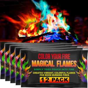 Magical Flames Fire Color Changing Packets Fire Pit (25 Pack), Fire Color Packets for Camping Essentials, Campfire, Bonfire & Fireplaces, Campfire Accessories, Cosmic Flames(Original 12-Pack)