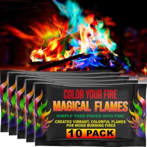 Magical Flames Fire Color Changing Packets Fire Pit (25 Pack), Fire Color Packets for Camping Essentials, Campfire, Bonfire & Fireplaces, Campfire Accessories, Cosmic Flames(Original 10-Pack)