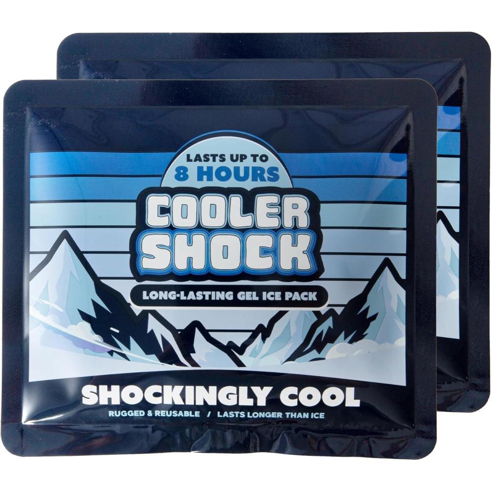 image:imageCooler Shock Reusable Ice Packs for Cooler  Long Lasting Cold Freezer Packs for Coolers and Lunch Boxes  Cooler Ice Packs for Camping Gear Fishing Road Trips Beach Must HavesPrefilled Gel Ice Packs