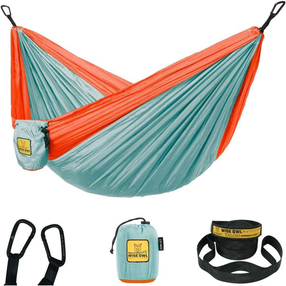 image:imageWise Owl Outfitters Camping Hammock  500lbs Portable Hammock with Tree Straps  Travel Backpacking Hiking Outdoors Camping Gear  Single or DoubleBlue  Orange