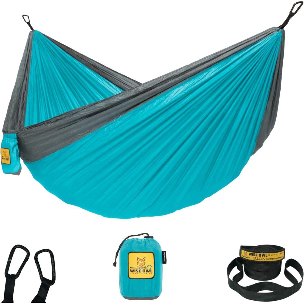 image:imageWise Owl Outfitters Camping Hammock  500lbs Portable Hammock with Tree Straps  Travel Backpacking Hiking Outdoors Camping Gear  Single or DoubleBlue  Grey