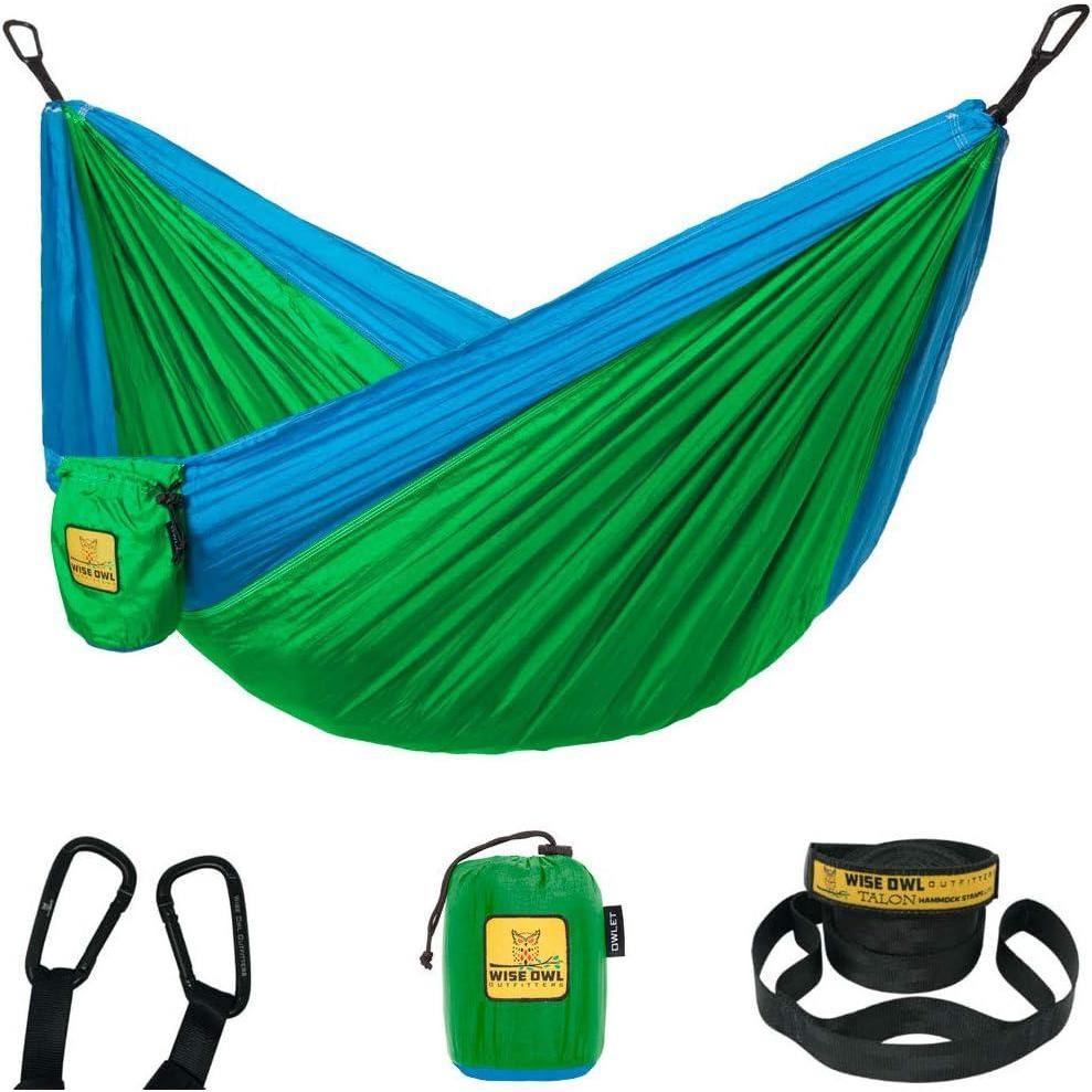 image:imageWise Owl Outfitters Camping Hammock  500lbs Portable Hammock with Tree Straps  Travel Backpacking Hiking Outdoors Camping Gear  Single or DoubleGreen  Blue