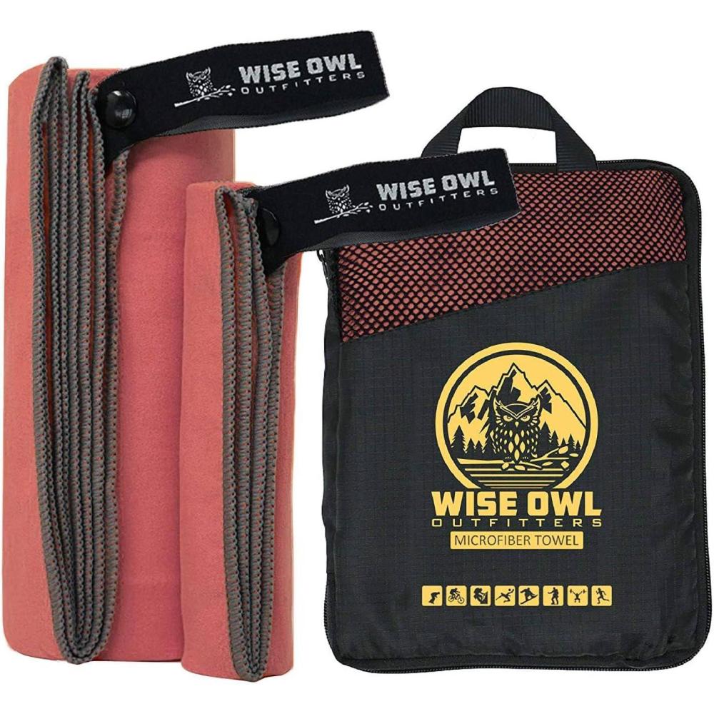 image:imageWise Owl Outfitters Microfiber Camping Towel  Quick Dry Towel for Travel Backpacking Hiking Beach Gym amp Yoga  Compact Fast Drying amp LightweightRed