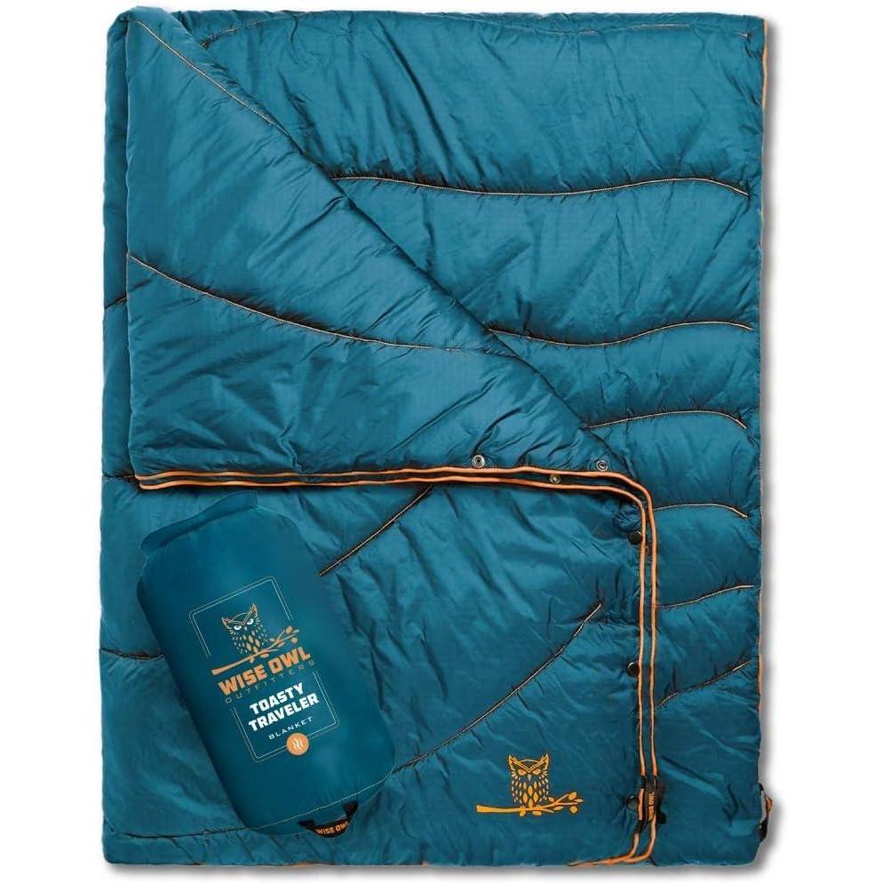 image:imageWise Owl Outfitters Outdoor Camping Blanket  Lightweight Packable Puffy Quilt for Backpacking Hiking amp Travel  Warm Water Resistant Blanket for Cold Weather CampingBlue