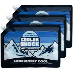 Cooler Shock Reusable Ice Packs for Cooler – Long Lasting Cold Freezer Packs for Coolers and Lunch Boxes – Cooler Ice Packs for Camping Gear, Fishing, Road Trips, Beach Must Haves(Just Add Water Ice Packs)