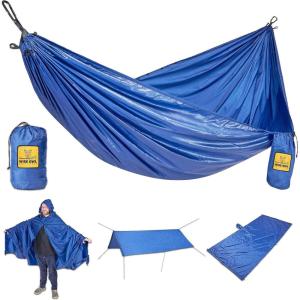 Wise Owl Outfitters Camping Hammock – 500lbs Portable Hammock with Tree Straps – Travel, Backpacking, Hiking, Outdoors Camping Gear – Single or Double(Navy)