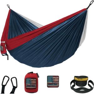 Wise Owl Outfitters Camping Hammock – 500lbs Portable Hammock with Tree Straps – Travel, Backpacking, Hiking, Outdoors Camping Gear – Single or Double(Usa)