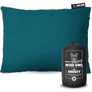 Wise Owl Outfitters Camping Pillow – Memory Foam Travel Pillow for Airplane Sleeping, Hiking, Backpacking & Outdoor Use – Small & Portable for Adults, Car, Camp & Tent(Green)