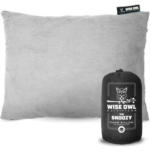 Wise Owl Outfitters Camping Pillow – Memory Foam Travel Pillow for Airplane Sleeping, Hiking, Backpacking & Outdoor Use – Small & Portable for Adults, Car, Camp & Tent(Grey)