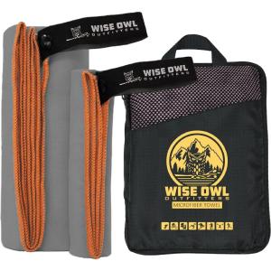 Wise Owl Outfitters Microfiber Camping Towel – Quick Dry Towel for Travel, Backpacking, Hiking, Beach, Gym & Yoga – Compact, Fast Drying & Lightweight(Grey)