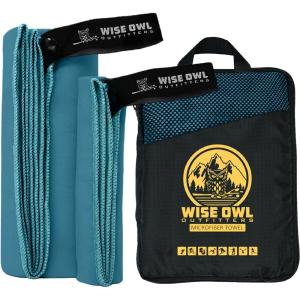 Wise Owl Outfitters Microfiber Camping Towel – Quick Dry Towel for Travel, Backpacking, Hiking, Beach, Gym & Yoga – Compact, Fast Drying & Lightweight(Marine Blue)
