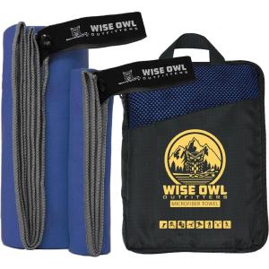 Wise Owl Outfitters Microfiber Camping Towel – Quick Dry Towel for Travel, Backpacking, Hiking, Beach, Gym & Yoga – Compact, Fast Drying & Lightweight(Royal Blue)