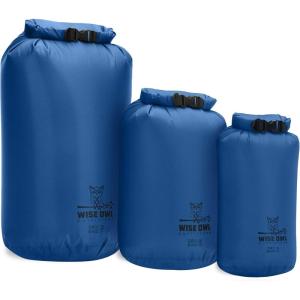 Wise Owl Outfitters Waterproof Dry Bag 3-Pack – Lightweight & Airtight 5L/10L/20L Small & Large Dry Bags for Kayaking, Beach, Travel, Boating, Hiking(Blue)